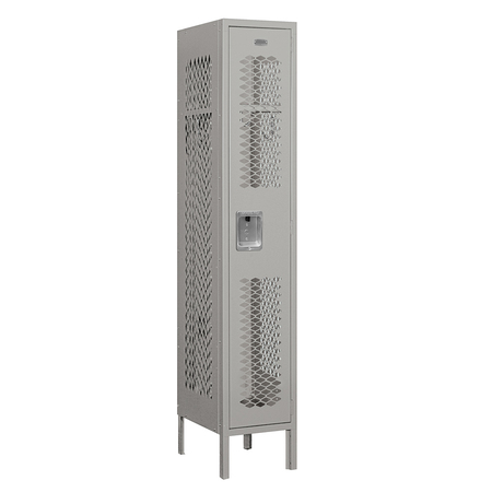 SALSBURY INDUSTRIES 1 Tier Vented Locker, 12"Wx66"Hx15"D, 1 Door, Gray, Unassembled 71155GY-U